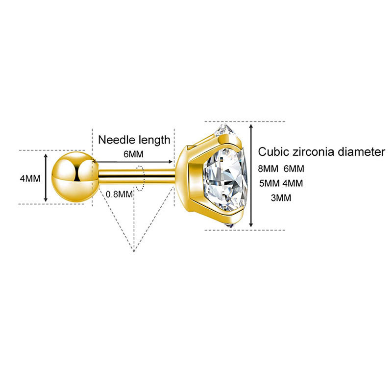 厂家直供 锆石不锈钢耳钉一体插针耳钉 女四爪镶钻耳钉女钛钢耳环详情6