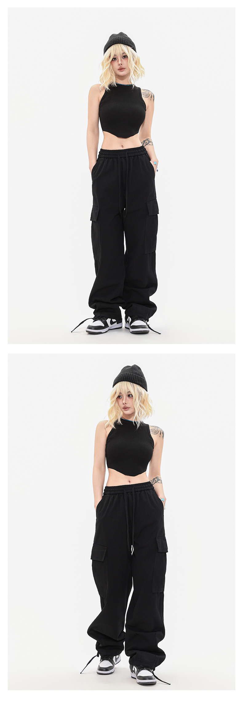 OREETA丨vintage直筒工装裤女可调节日系工装裤潮牌阔腿工装裤男详情31