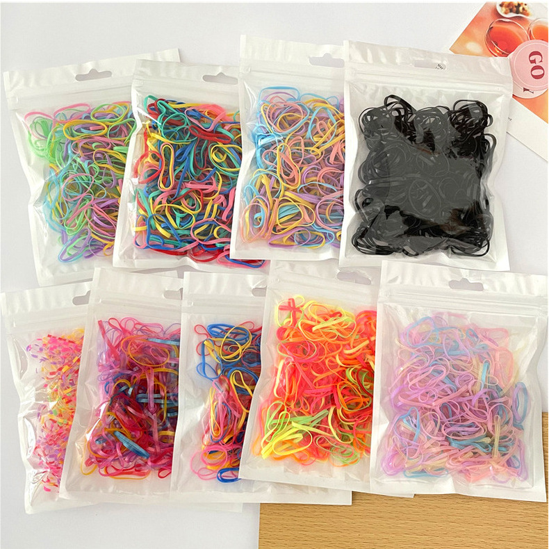 袋装彩色一次性皮筋高弹强拉不断橡皮筋女童发发圈基础发饰品详情11