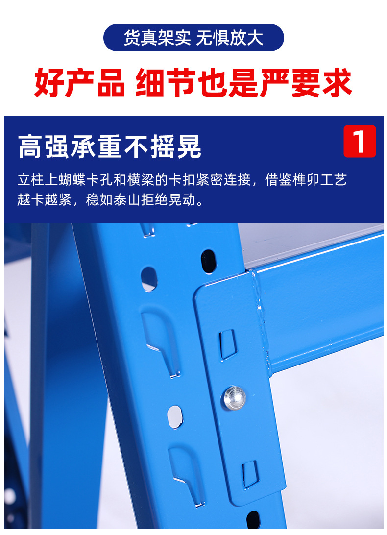 货架加厚仓库货架五金库房储物架可调节多层置物架重型仓储展示架详情13