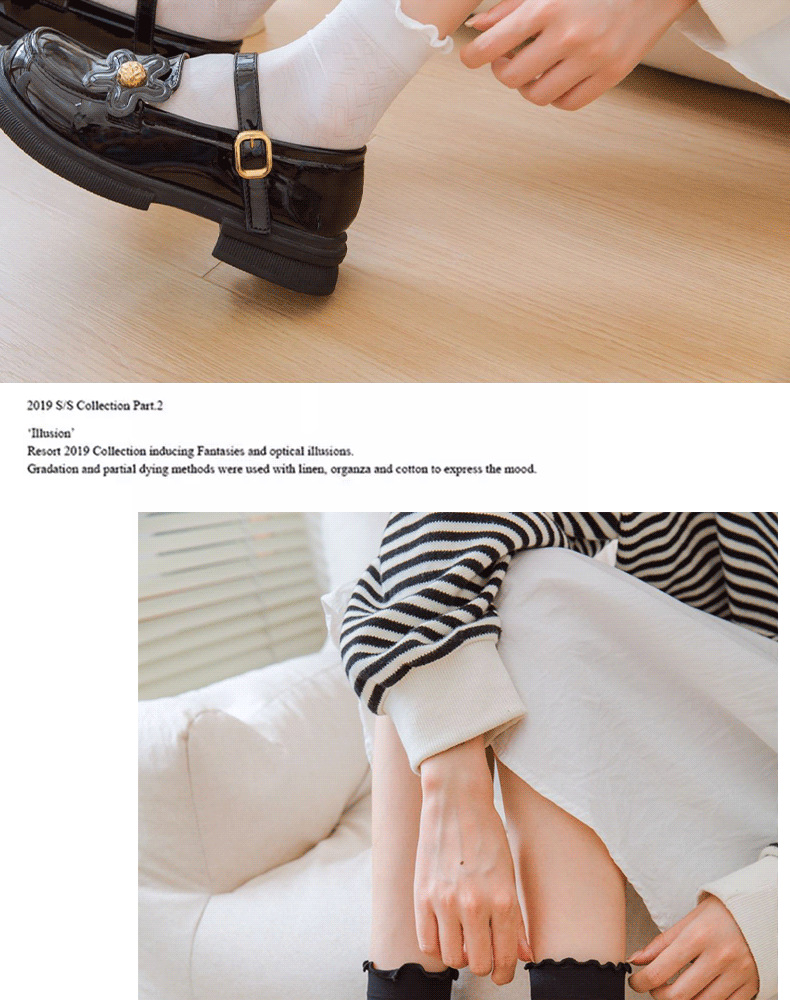 黑白卡丝袜子女中筒夏季薄款jk百搭冰丝袜夏天长筒花边网纱堆堆袜详情15