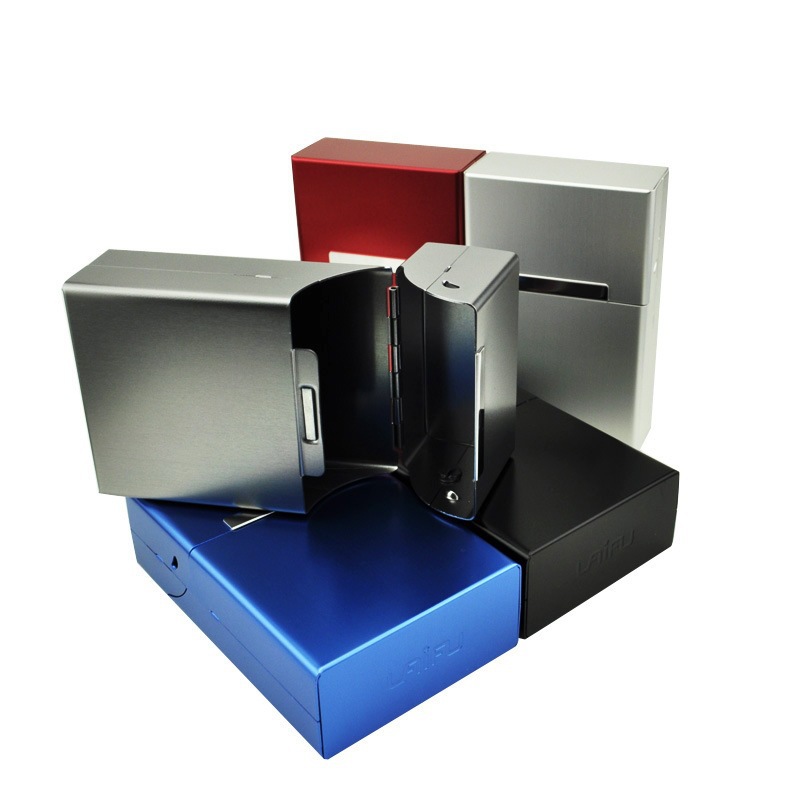 The magnetic flap aluminum cigarette box is pressure-resistant, moisture-proof, portable and can hold a whole pack of cigarettes. It can be placed in a personalized laser 20-cigarette box pic 32