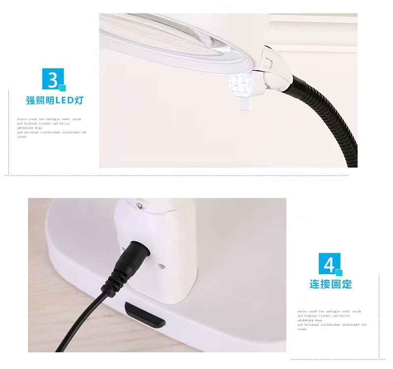 New desktop 6LED lamp lens interchangeable desktop 138mm large visual reading maintenance 8x magnifying glass 7765 pic 13
