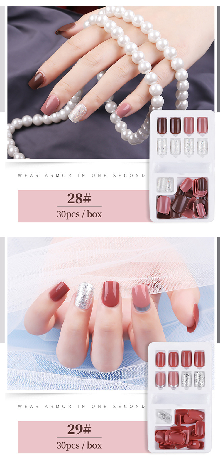 Finished nail care wearable nail patches 30-piece box set, detachable and reusable, artificial nail wearable patches, full nail patches, exclusively for export. Exclusively for export pic 22