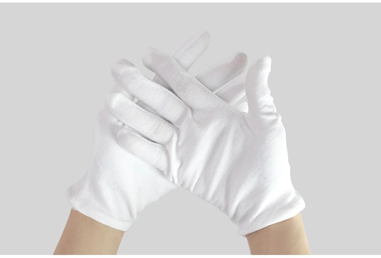 White gloves, thick pure cotton cultural play work gloves, etiquette white pure cotton gloves, Sweat shield thin cotton gloves pic 16