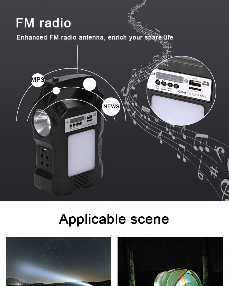 Outdoor portable multi-functional Bluetooth radio MP3 solar emergency light usb mobile phone charging courtyard system light pic 17