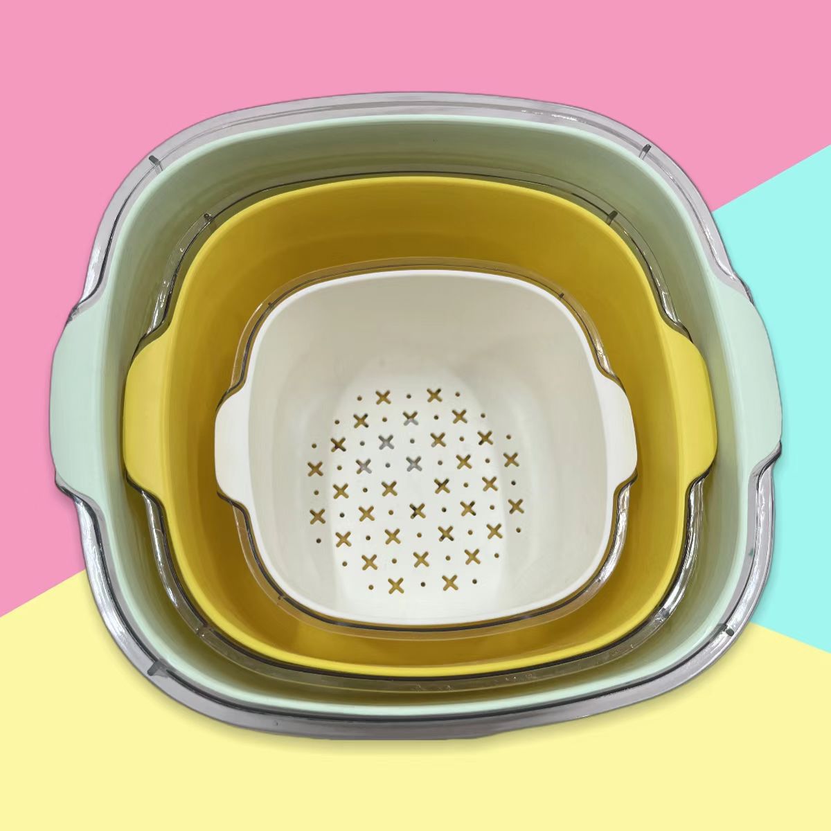 家用多功能沥水篮双层 厨房洗菜篮子现货加厚塑料滤水篮水果沥水详情7