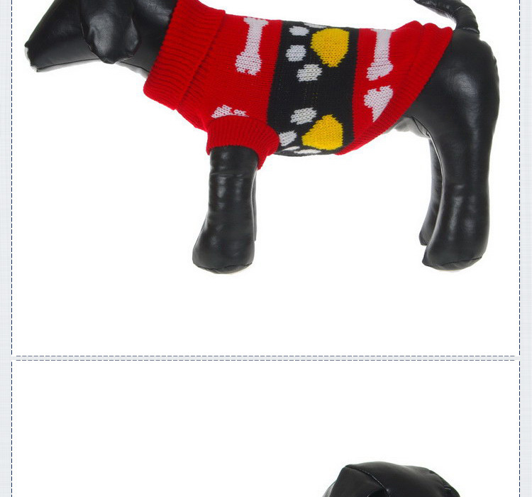 Cute pet clothing with footprint bone patterns, cat clothing, thick and warm knitted dog sweaters for autumn and winter pic 6