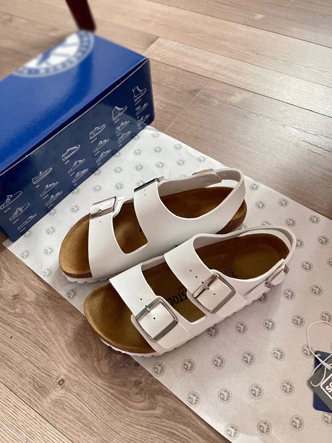 BK全牛皮勃肯鞋真皮软木凉鞋复古男女款厚底双排扣棕色大码博肯鞋详情32