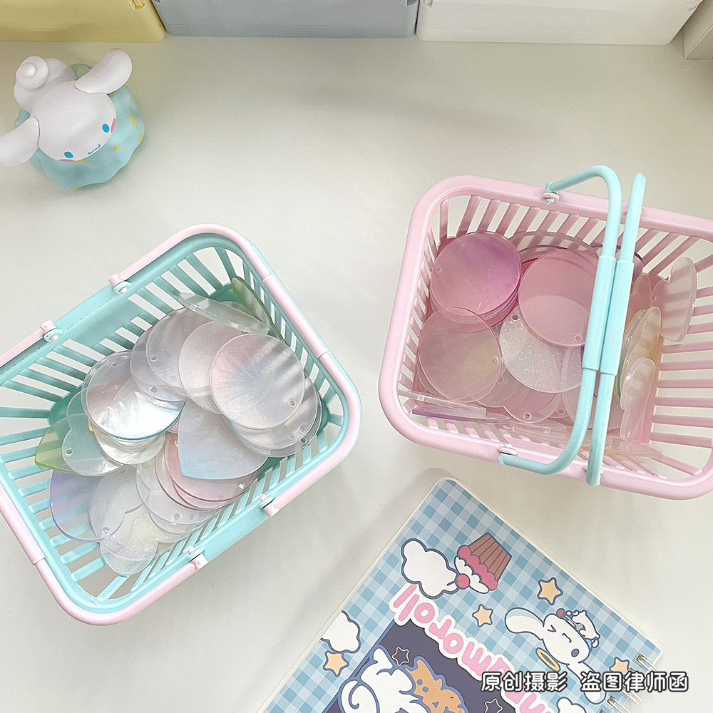ins Macaron portable storage basket, pink girlish heart, skincare products, sunitems, stationery, large-capacity desktop storage basket pic 1