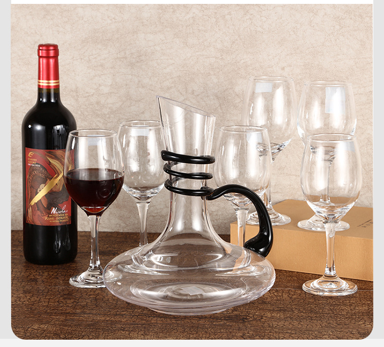 Factory direct sales of slanted wine-wound decanter set, made of glass with high transparency, wine glass decanter set pic 4