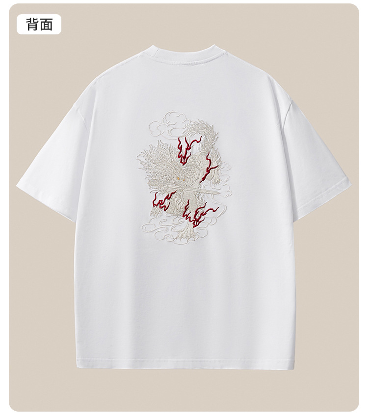 国潮夏季新款260克重磅纯棉短袖t恤男中国风刺绣宽松大码男装详情36