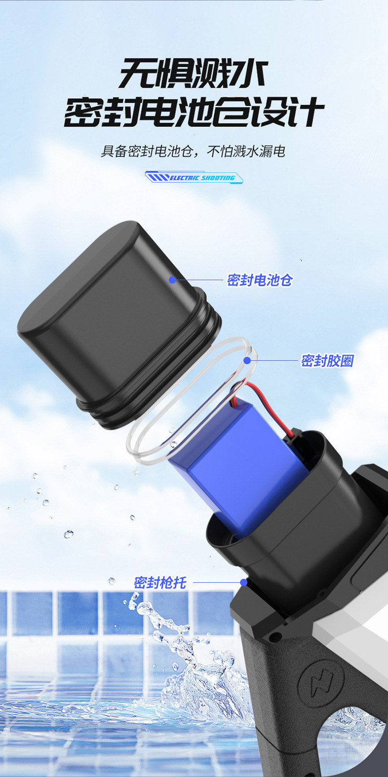 新款电动连发水枪电动吸水远射程高速连发滋水枪室外戏水玩具批发详情8