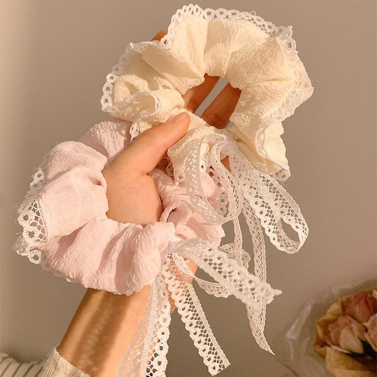 Gentle bow hair band, a high-end and girlish look, baby fan band, lace ribbon, large intestine circle, hair tie, hair accessory, headwear pic 1