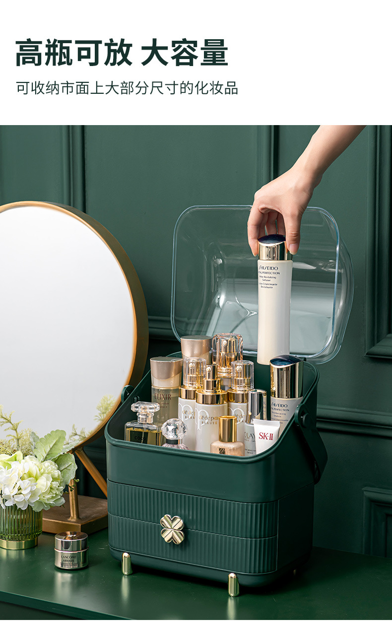 直播网红多功能透明化妆梳妆盒手提抽屉分隔收纳盒家护肤品收纳盒详情4
