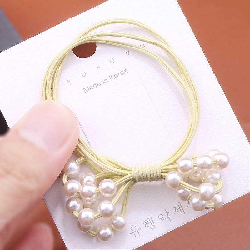 Korean macaron color series, 24 pearl hair ties, hand-strung beads, bow tie, rubber band, colorful hair band headwear pic 7