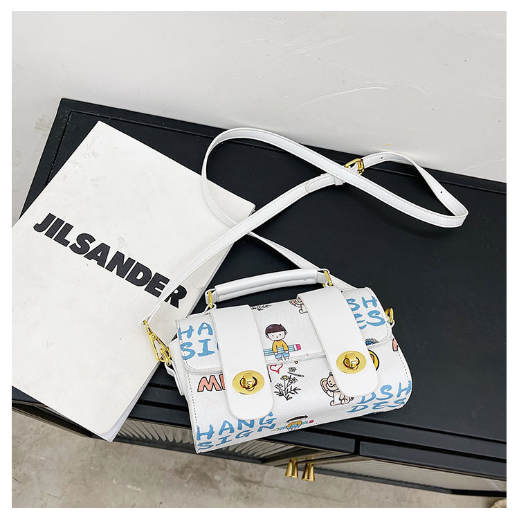 PU popular hand-held small bag for girls 2021 new Korean style fashion graffiti Instagram teenage girl single-shoulder crossbody pillow bag pic 11