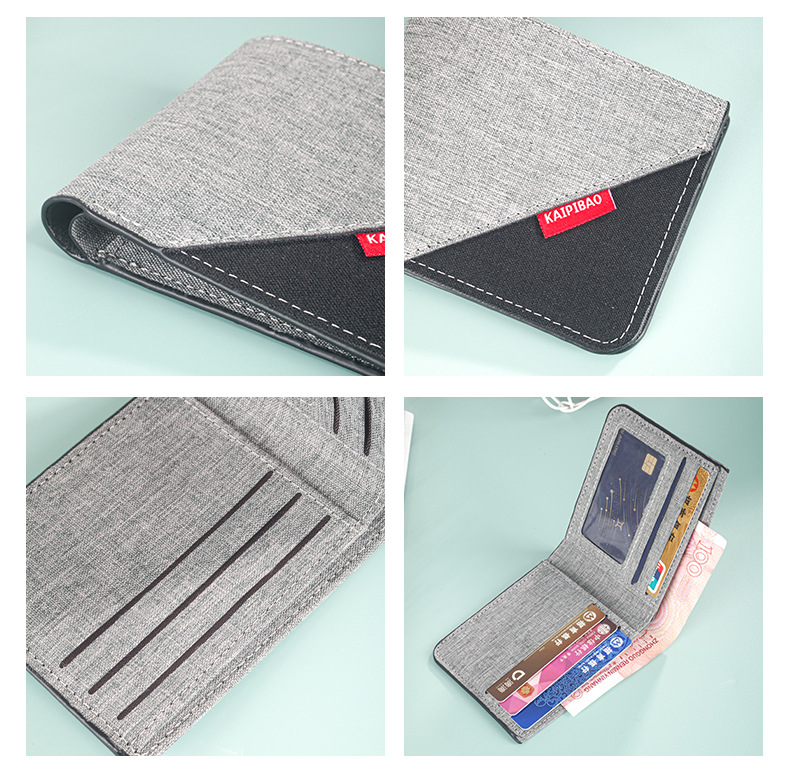 男士短款帆布钱包男小钱包男款皮夹男式超薄钱夹卡包批发详情11