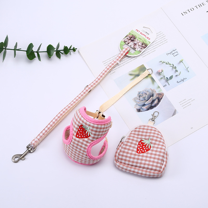 Pet cats and dogs, fruit lace-up, belly band, chest and back anti-escape, breathable and adjustable vest type leash, cross-border pic 5