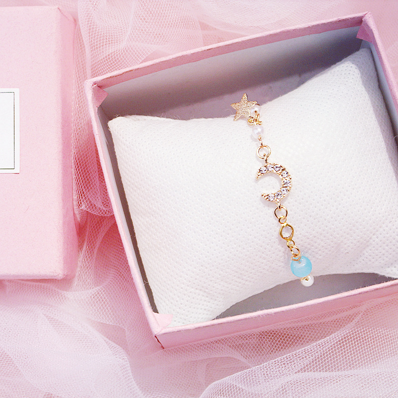 Korean version exquisite crystal bracelet, sweet and girlish heart, star and moon marble bracelet, fresh and delicate strawberry crystal jewelry pic 7