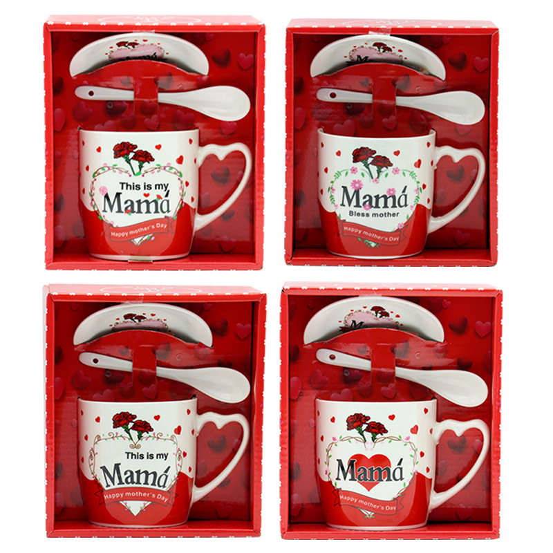 创意镀金西语母亲节陶瓷马克杯牛奶杯大容量杯具外贸专供带柄勺托盘咖啡杯套装送妈妈的礼物工厂直供支持多语做客logo详情10