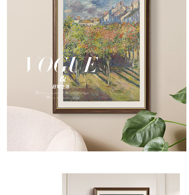 法式复古客厅装饰画莫奈小众艺术酒店工装餐厅卧室走廊过道挂画详情5