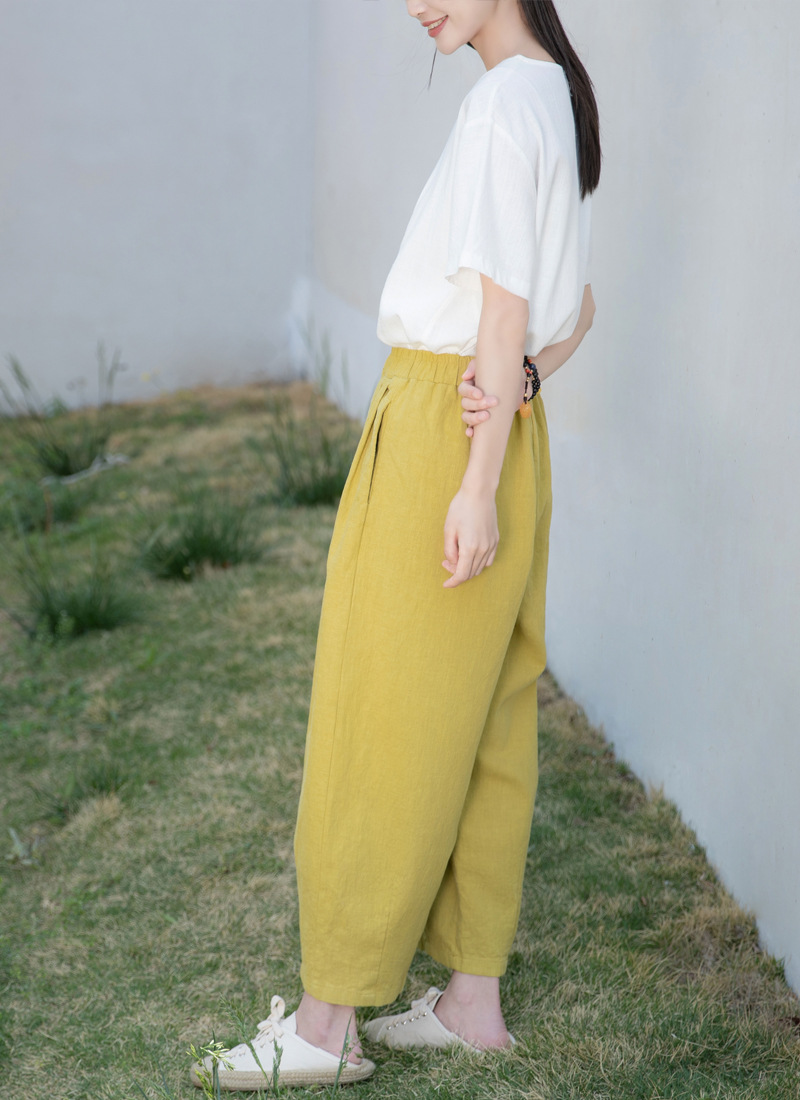 New Spring/Summer 2023 artistic and retro loose linen drape casual pants pic 21