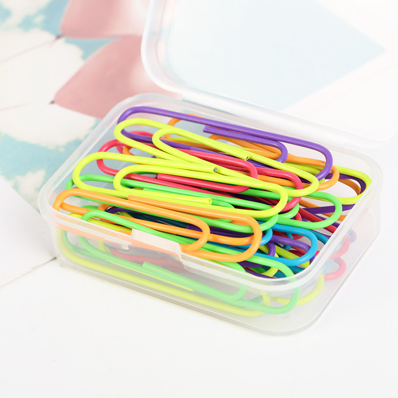 Wholesale color box 50mm paper clips, fluorescent color office drawing paper special fixed paper clips from the manufacturer pic 4