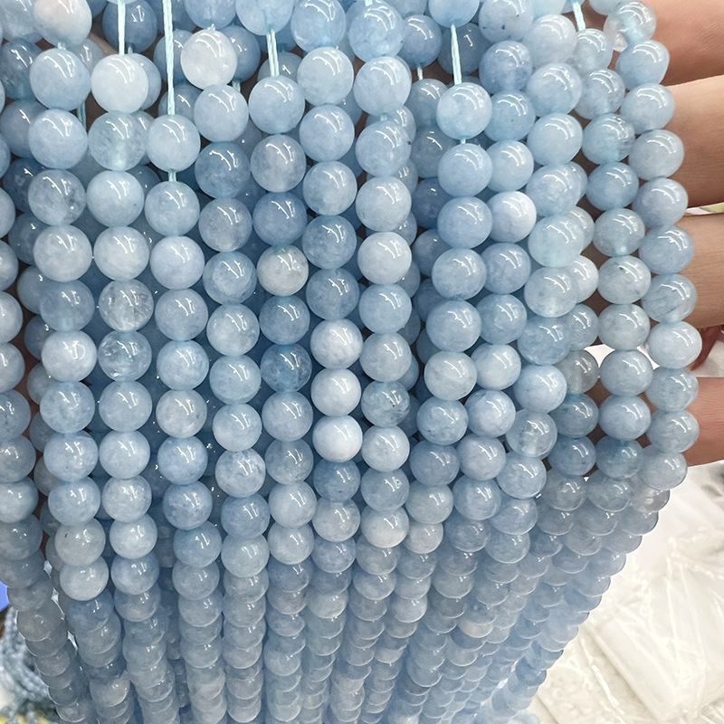 厂家直销天然石海蓝宝色玉髓圆珠散珠手串项链diy饰品配件半成品详情15