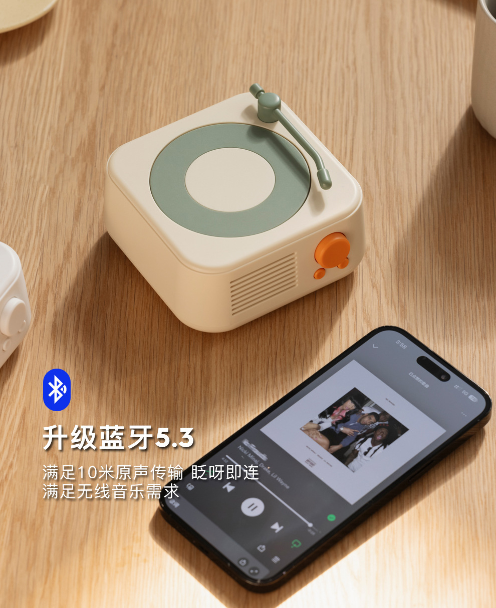 Retro Bluetooth speaker, small mini portable audio system, custom logo, home desktop decoration, high-end audio system pic 7