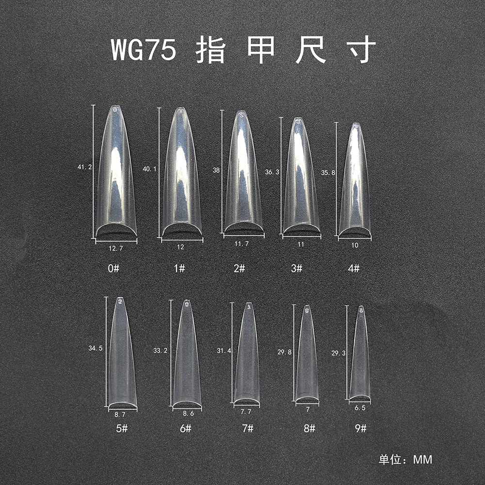 500片袋装假指甲沙龙甲长尖甲透明欧美跨境新款指甲详情2