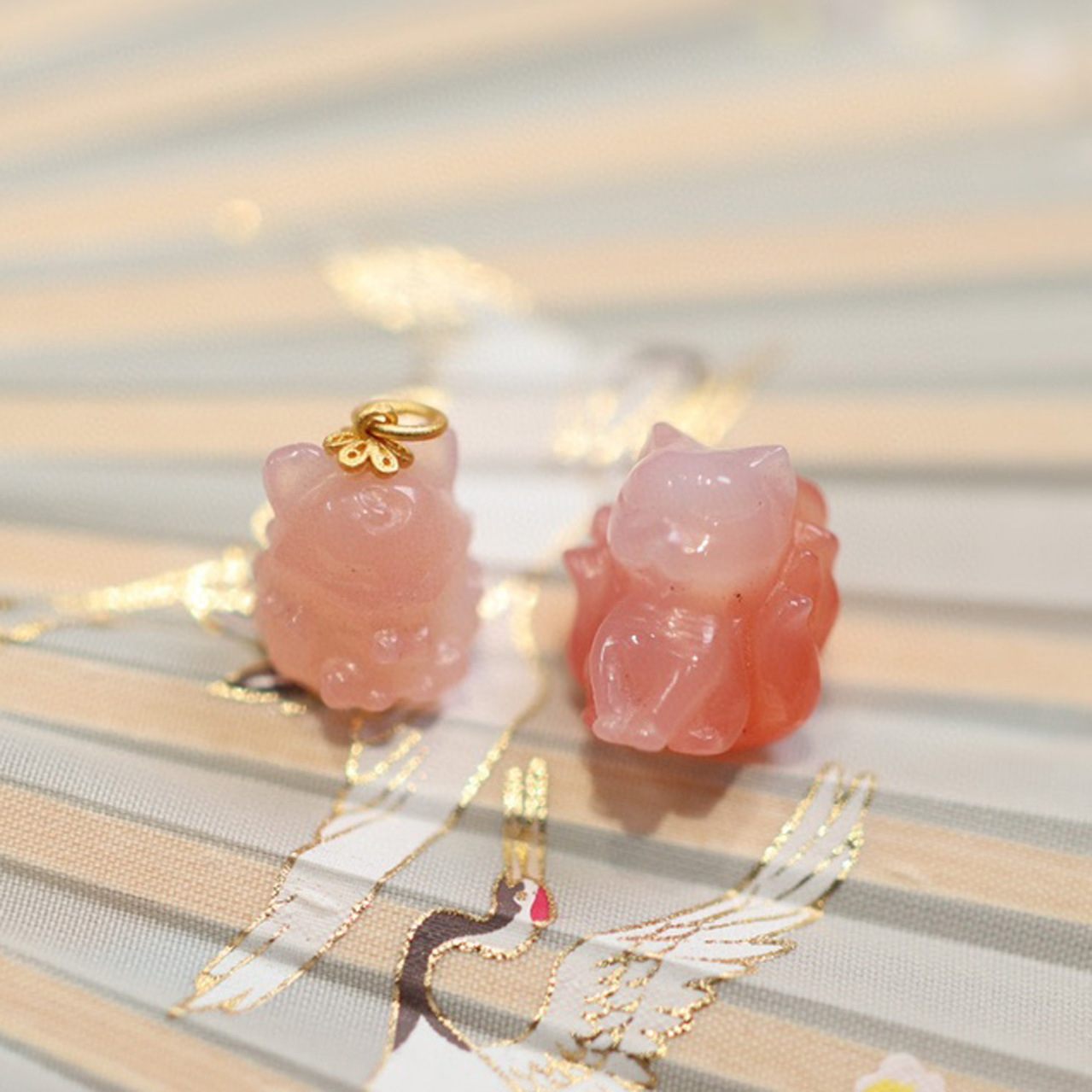 New natural salt source agate jewelry accessory S925 silver gold-plated non-red Crown Phoenix Nine Little Fox Spirit Fox accessory pic 3