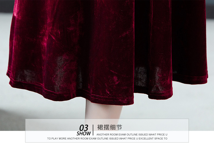 春秋新款女韩版宴会礼服妈妈装大码中年装长袖V领连衣裙 精品质量详情20