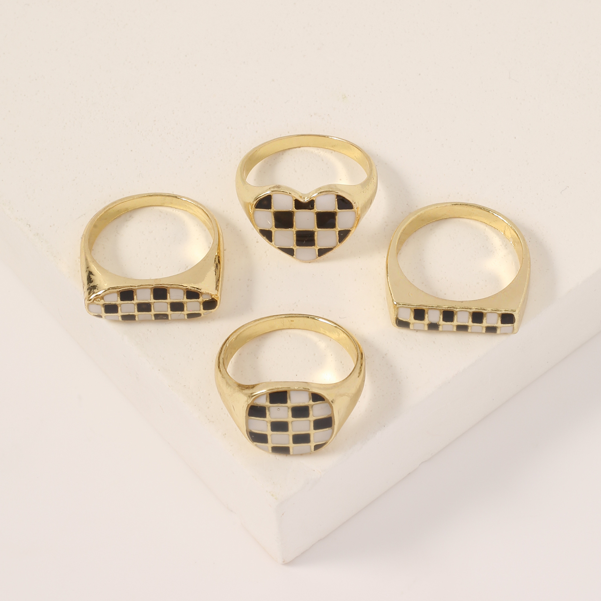 A niche checkerboard pattern ring for women with a Faoulang design sense, an oil-dripping and personalized open ring for men, factory direct sales pic 1