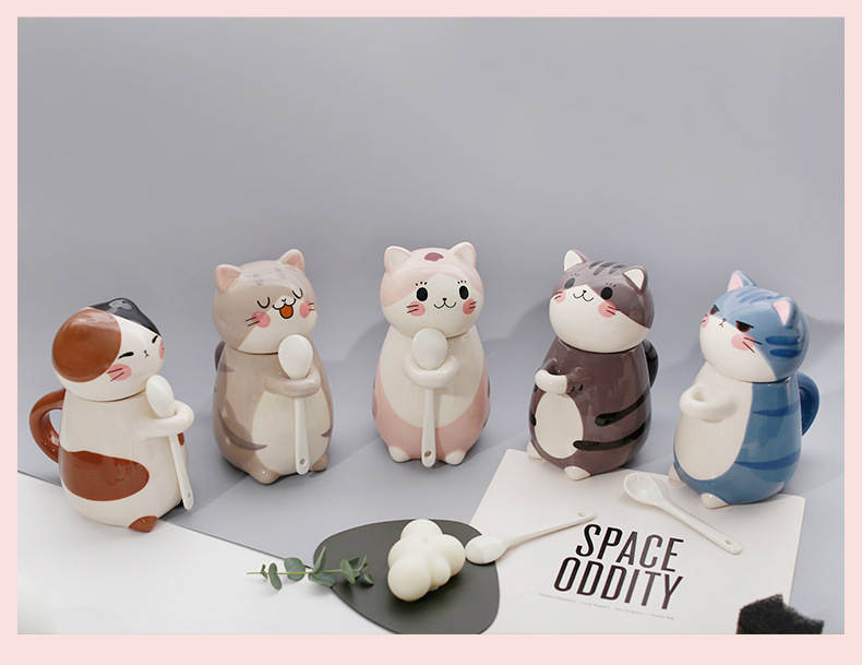 情侣杯子日式卡通可爱猫咪陶瓷杯 早餐牛奶咖啡杯子ins马克详情11