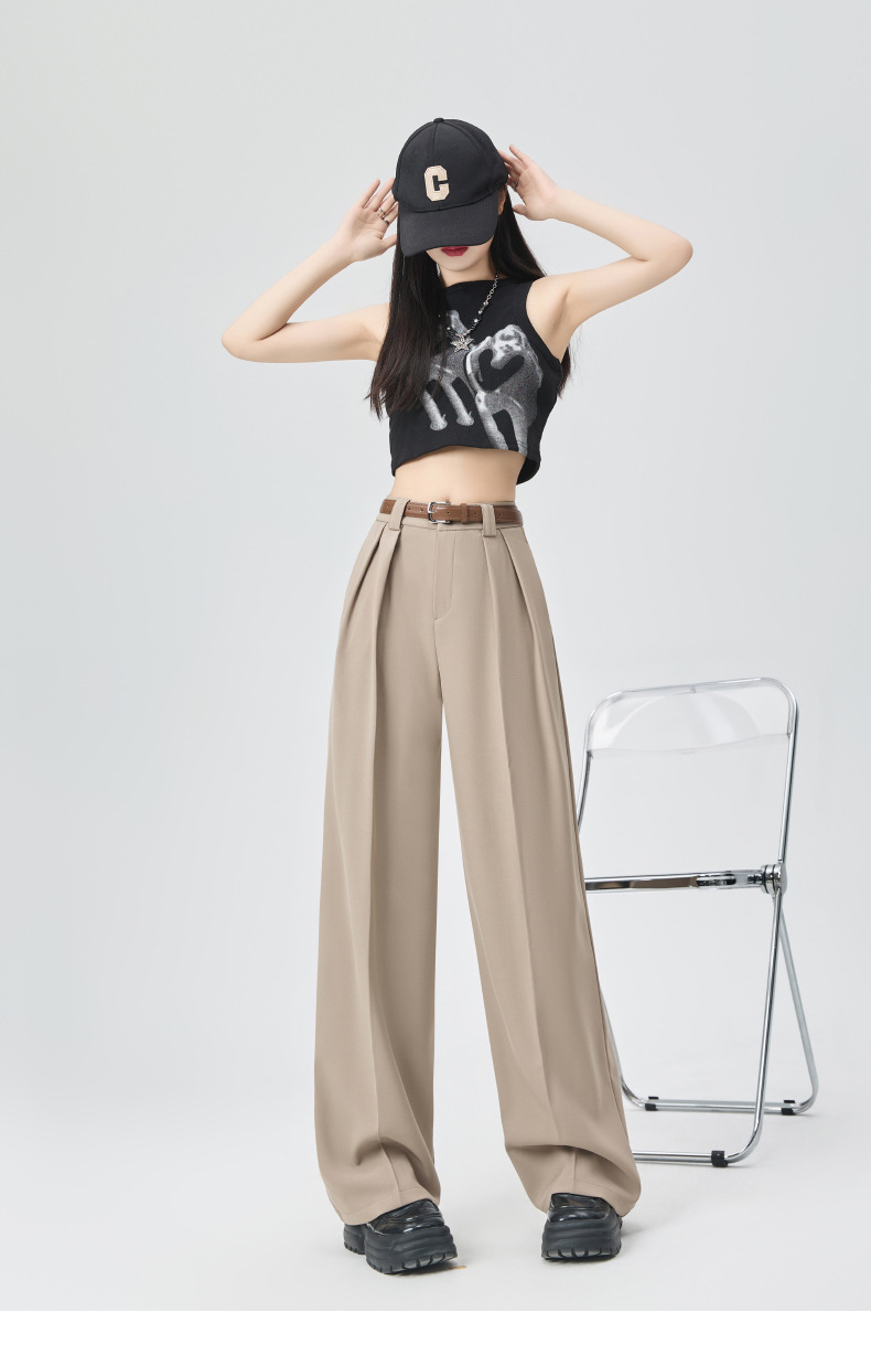 白色西装裤女夏薄宽松小个子直筒坠感休闲裤子高品质窄版阔腿长裤详情20