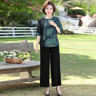 A stylish and elegant spring and autumn dress for middle-aged mothers, a long dress for women aged 40 to 50, a dress for middle-aged and elderly women pic 21