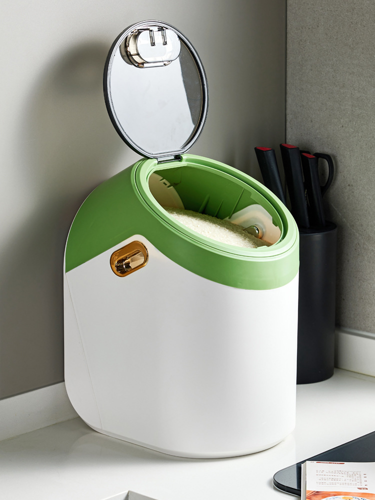 Rice bucket, household insect-proof and moisture-proof sealed rice storage jar, rice box, kitchen 橱柜式 collapsible type for storing grains and cereals pic 1