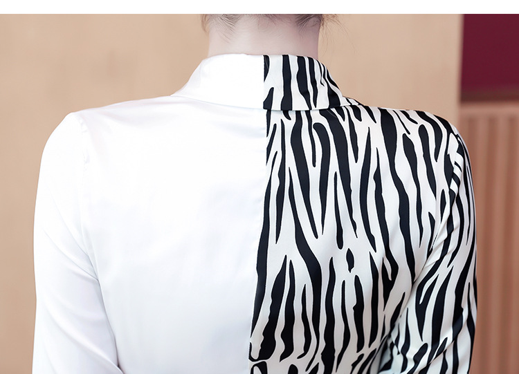 实拍20韩版宽松英伦复古时尚衬衫女缎面拼接烫钻polo领衬衣详情36