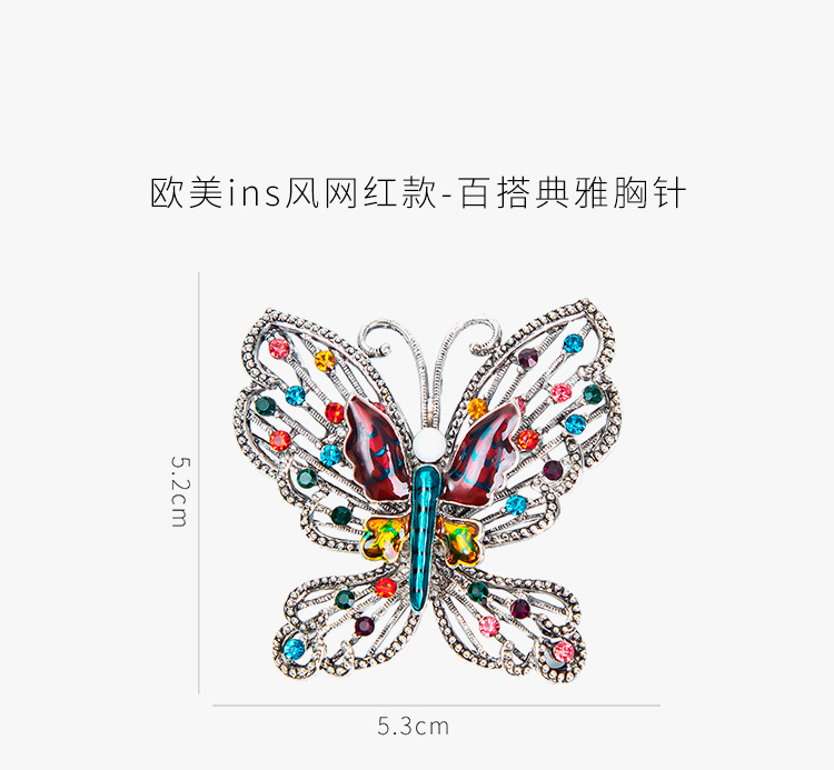 韩版新款蝴蝶胸针彩色镶钻画油昆虫动物胸花胸针女百搭西装别针详情10