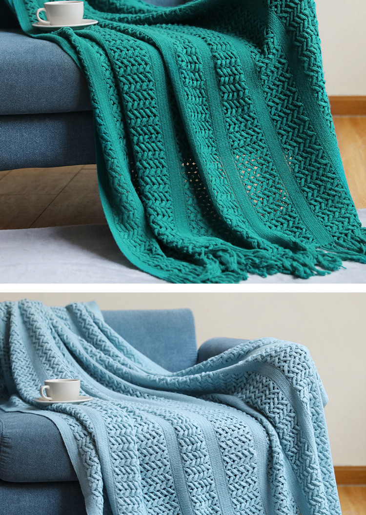 Nordic sofa blanket, cover blanket, knitted blanket, homestay hotel throw blanket, bed tail towel, hollowed-out blanket, bed tail blanket, lap blanket pic 33