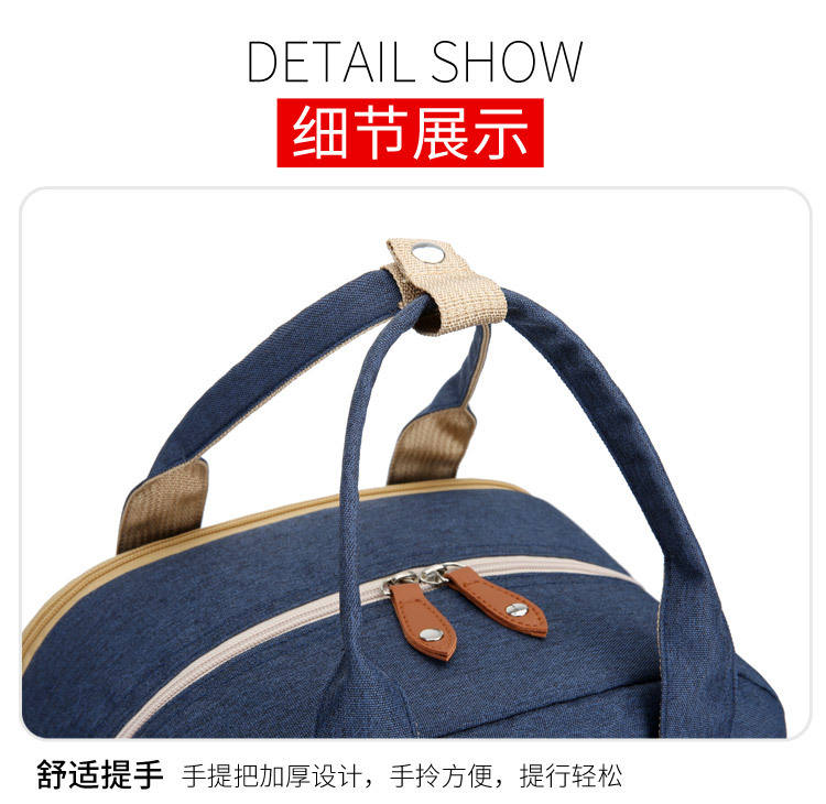 Factory direct sales: New multi-functional mummy bag, double-shoulder baby bed backpack, large-capacity waterproof bag with pacifier, embroidered thread pic 24