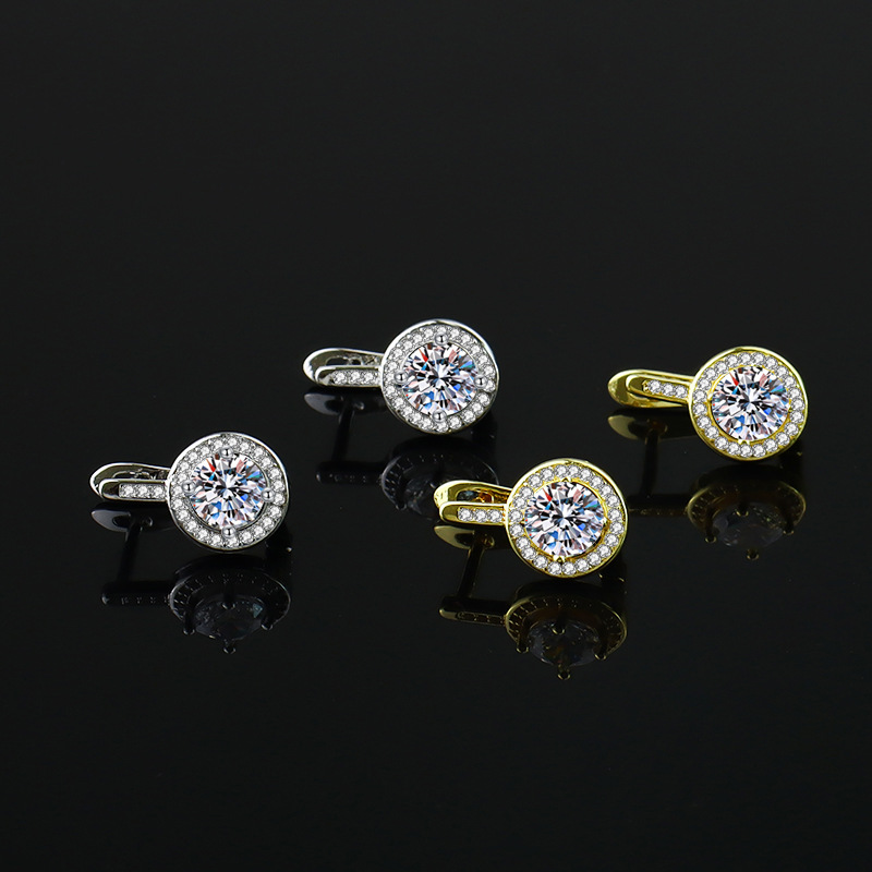 跨境外贸欧美轻奢高级感椭圆耳饰女生耳扣锆石手工微镶嵌气质耳环详情6