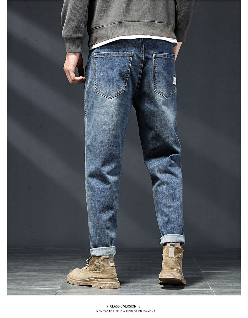春秋季潮牌牛仔裤男士黑灰色直筒小脚经典耐磨显瘦百搭休闲长裤子详情16