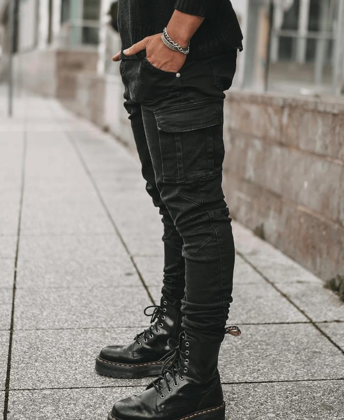 2022 New style of cross-border jeans for men with side pockets and small feet from Europe and America in stock pic 4