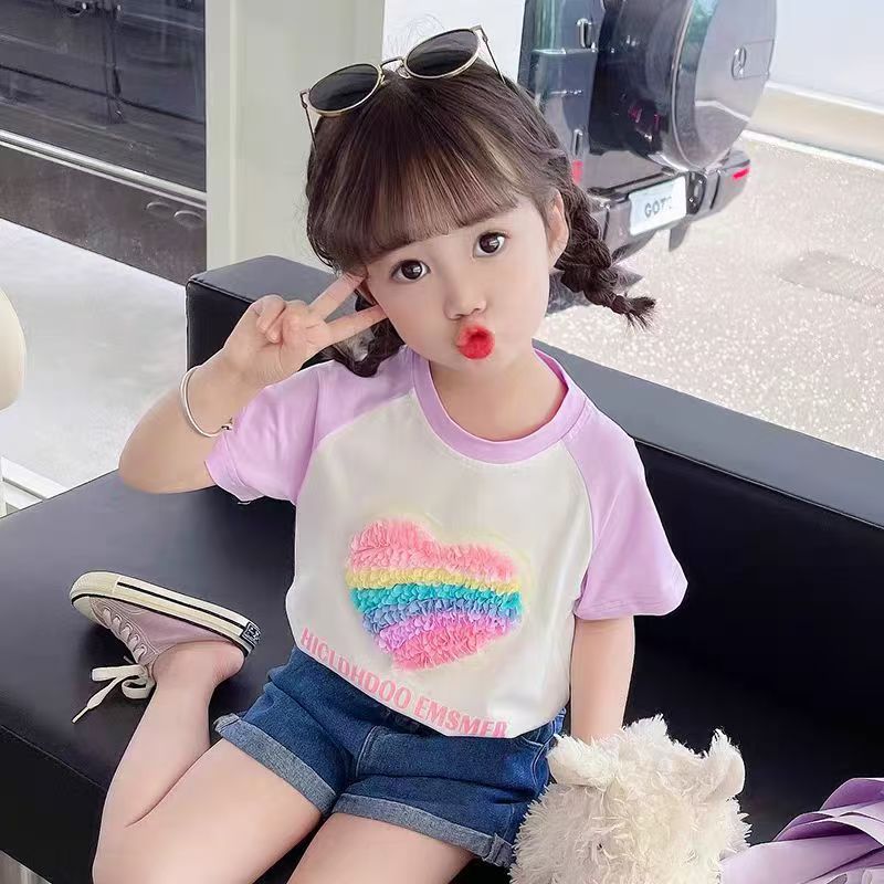 2025夏季女童短袖上衣T恤新款纯棉女宝宝短袖洋气高档童装代发详情12
