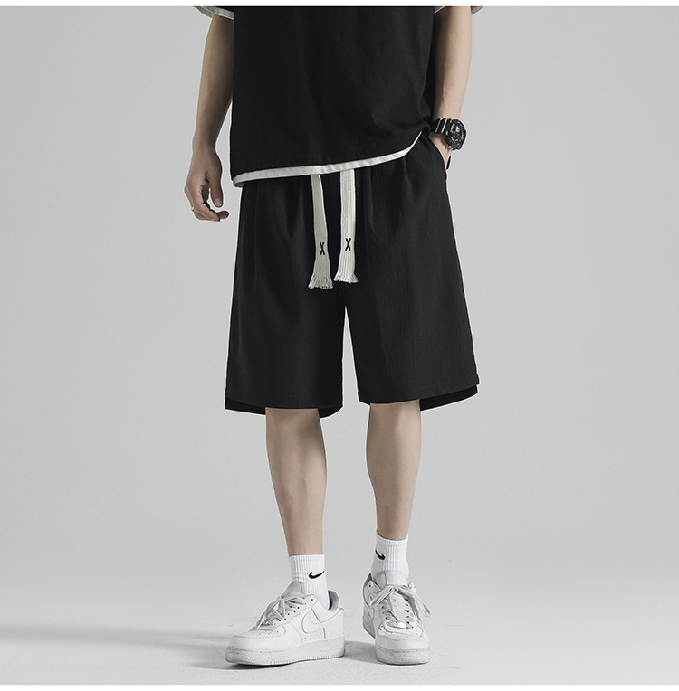 Ice silk shorts for men, summer thin basketball sports, quick-drying beach mid-length pants, loose workwear, casual 5-inch pants pic 3