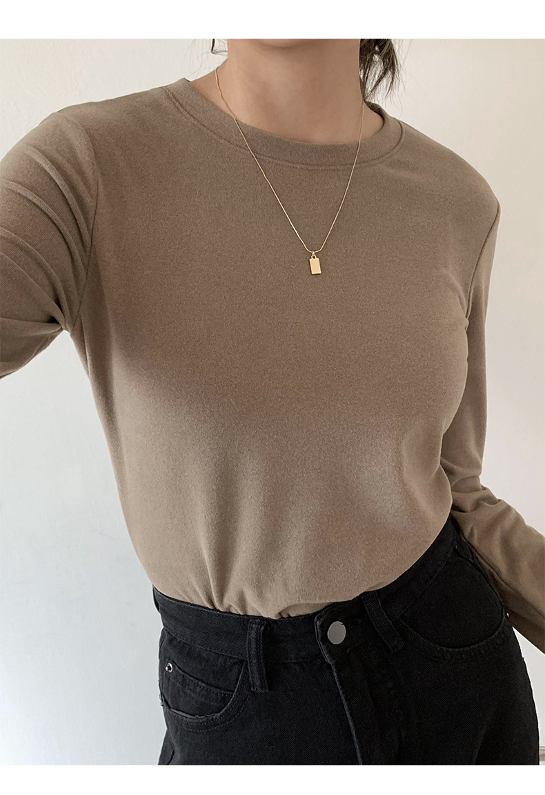 A German velvet semi-high-neck white base layer for women, paired with a stylish, thickened, brushed, and form-fitting mid-neck base layer for autumn and winter pic 17