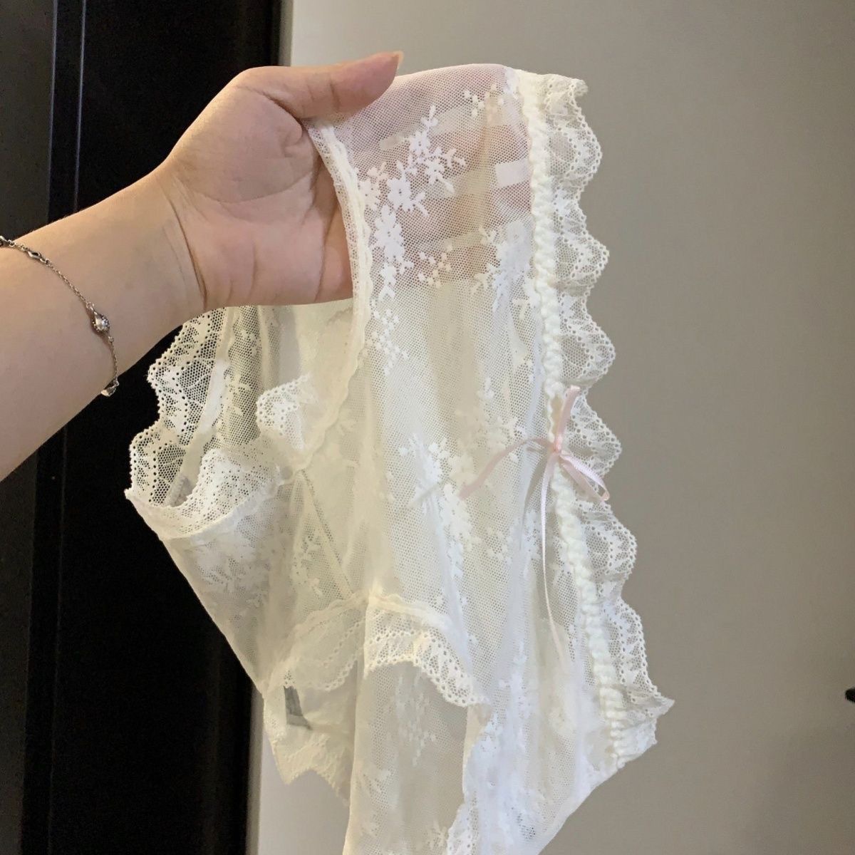 日系网纱舒适透气纯棉档中少女内裤纯欲风仙女薄款蕾丝性感中腰详情7