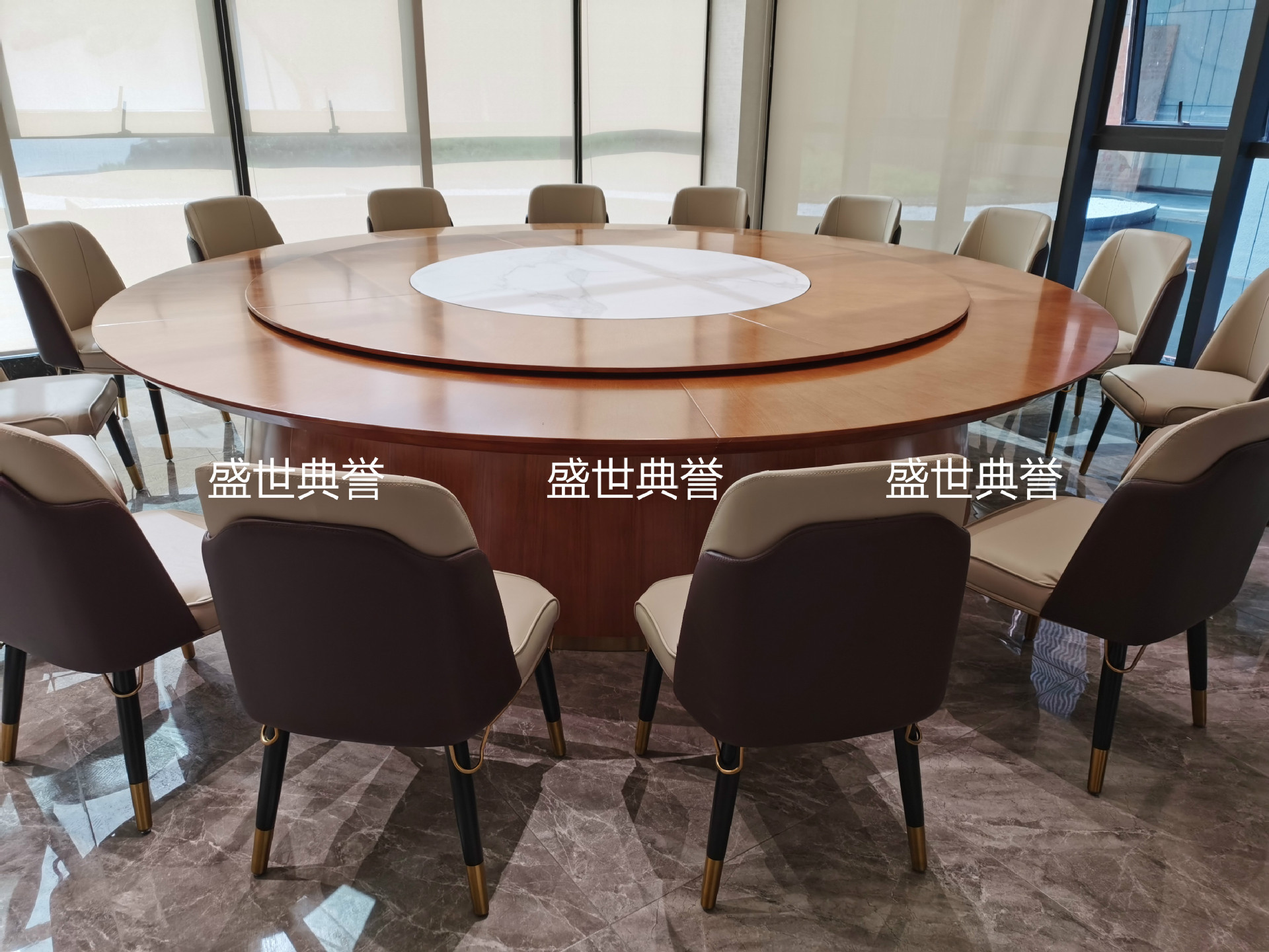Nantong Seafood Hotel solid wood dining table, restaurant luxury private room, light luxury electric round table, club electric revolving table pic 20